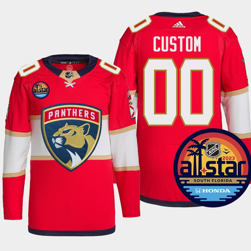Custom 00 Florida Panthers Red Stitched Jersey 2023 NHL All-Star