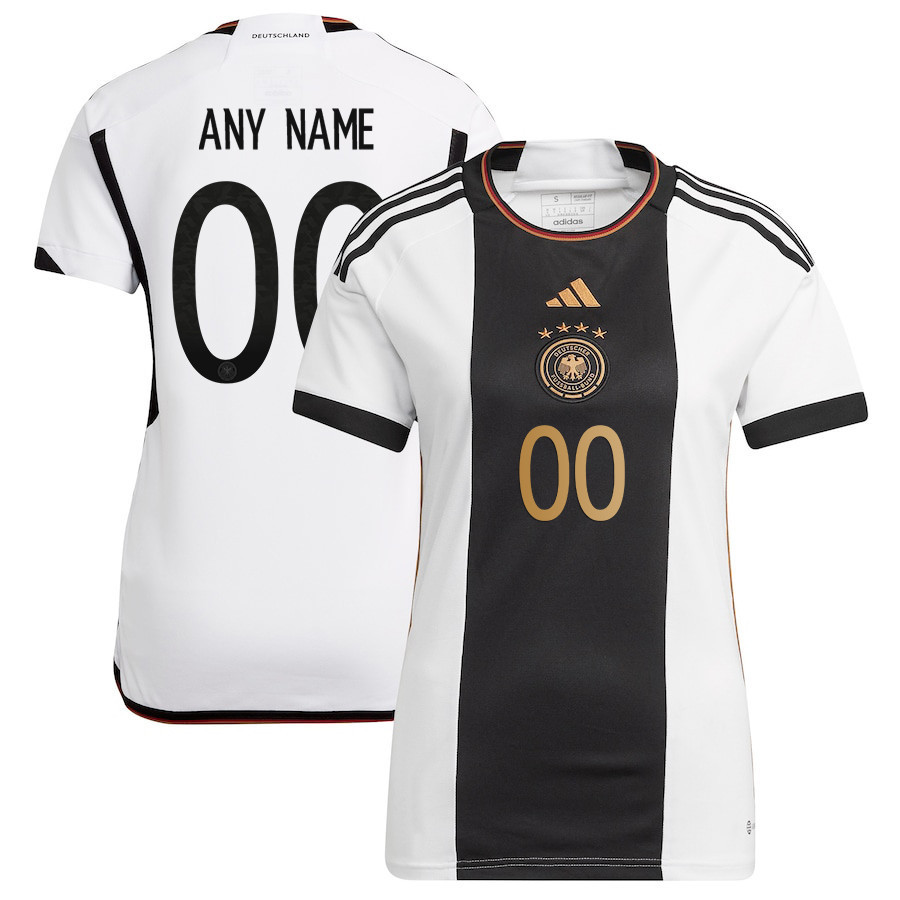 Custom 00 Germany National Team 2022-23 Qatar World Cup Home Women Soccer Jersey – White