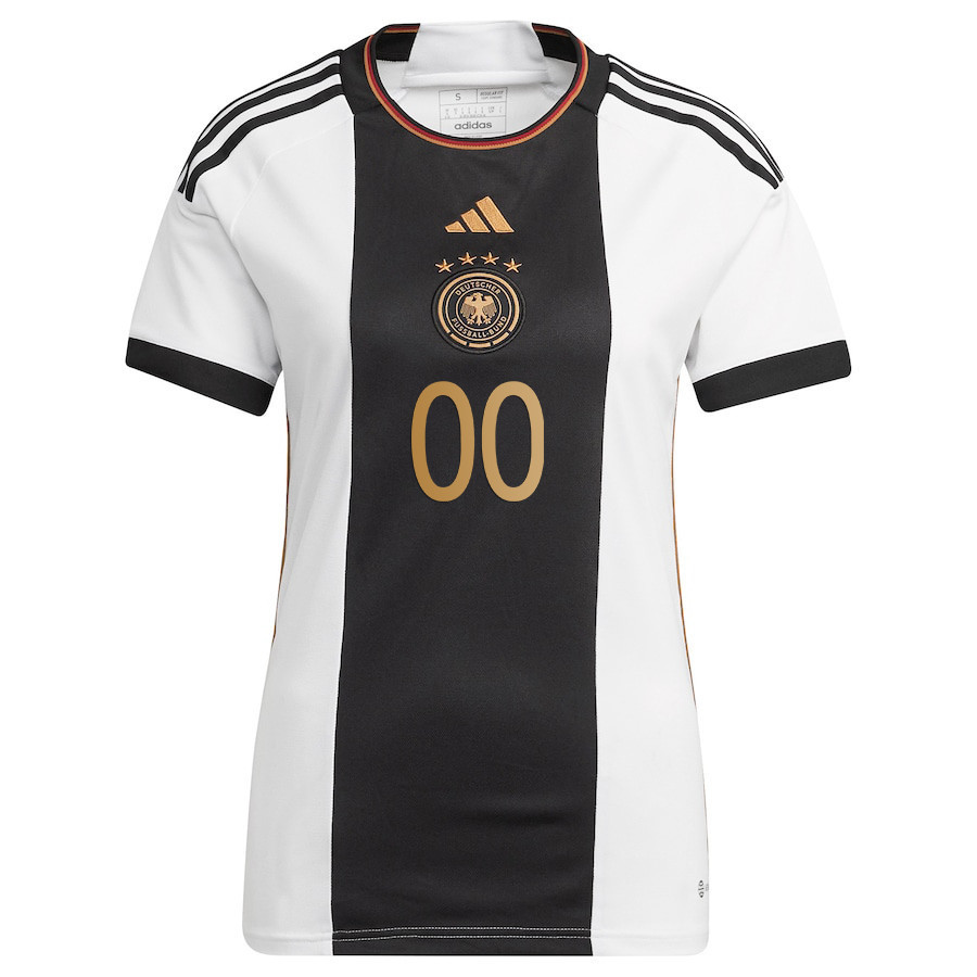 Custom 00 Germany National Team 2022-23 Qatar World Cup Home Women Soccer Jersey – White