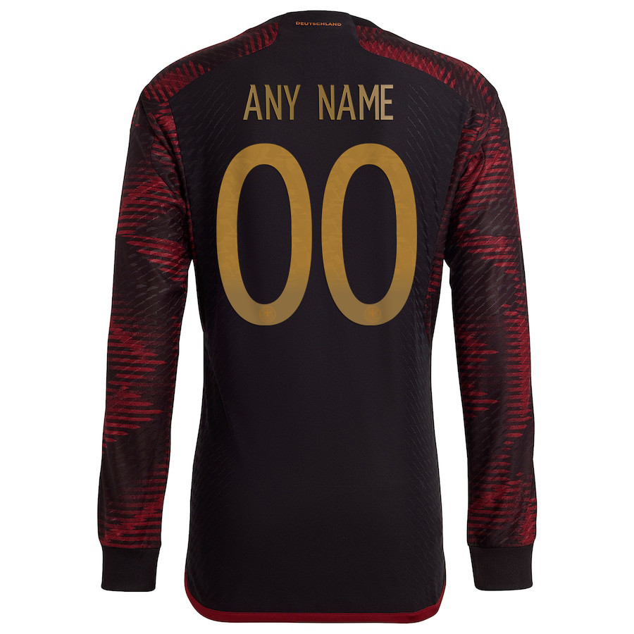 Custom 00 Germany National Team FIFA World Cup Qatar 2022 Patch – Away Long Sleeve Soccer Jersey, Men