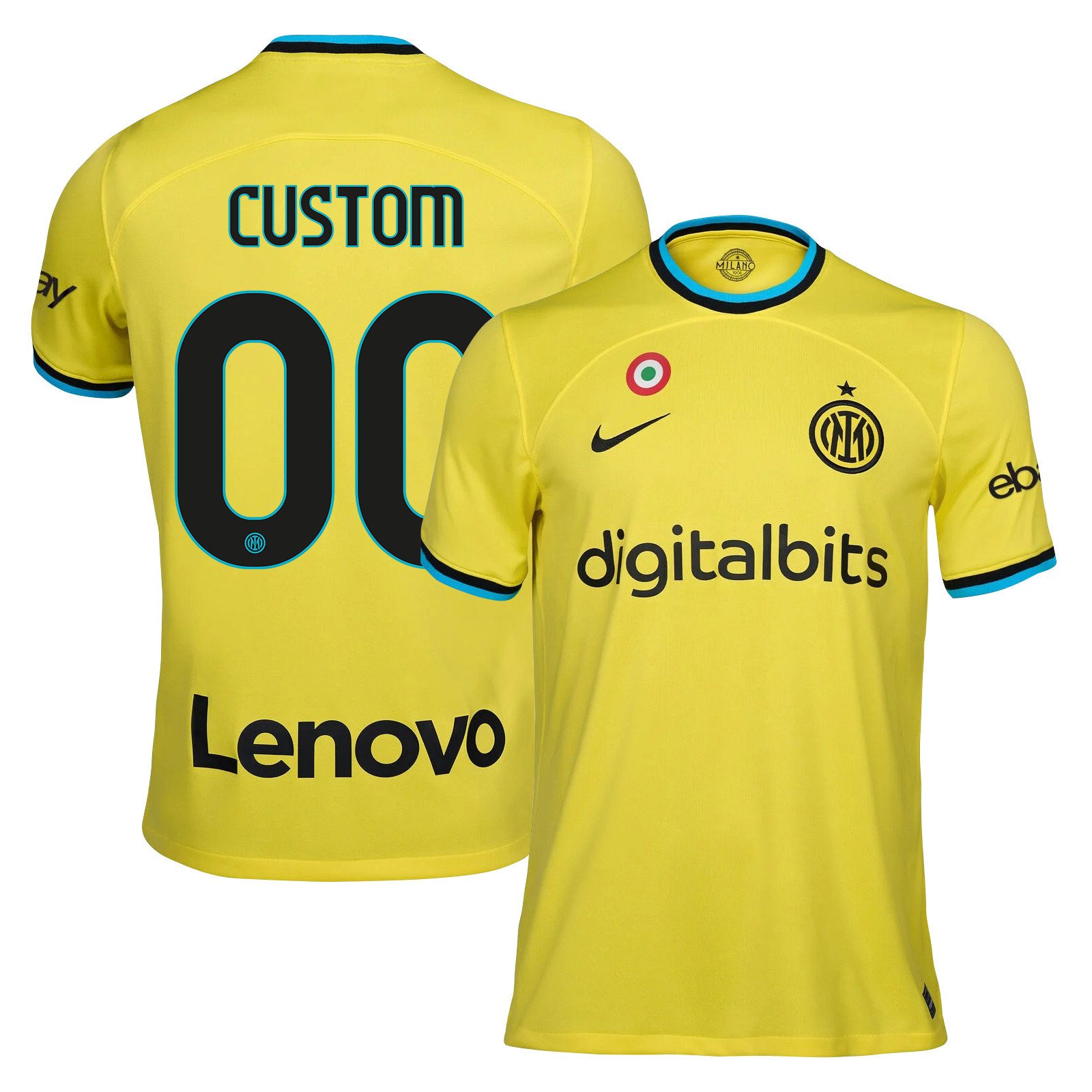 Custom 00 Inter Milan 2022/23 Third Men Jersey – Yellow