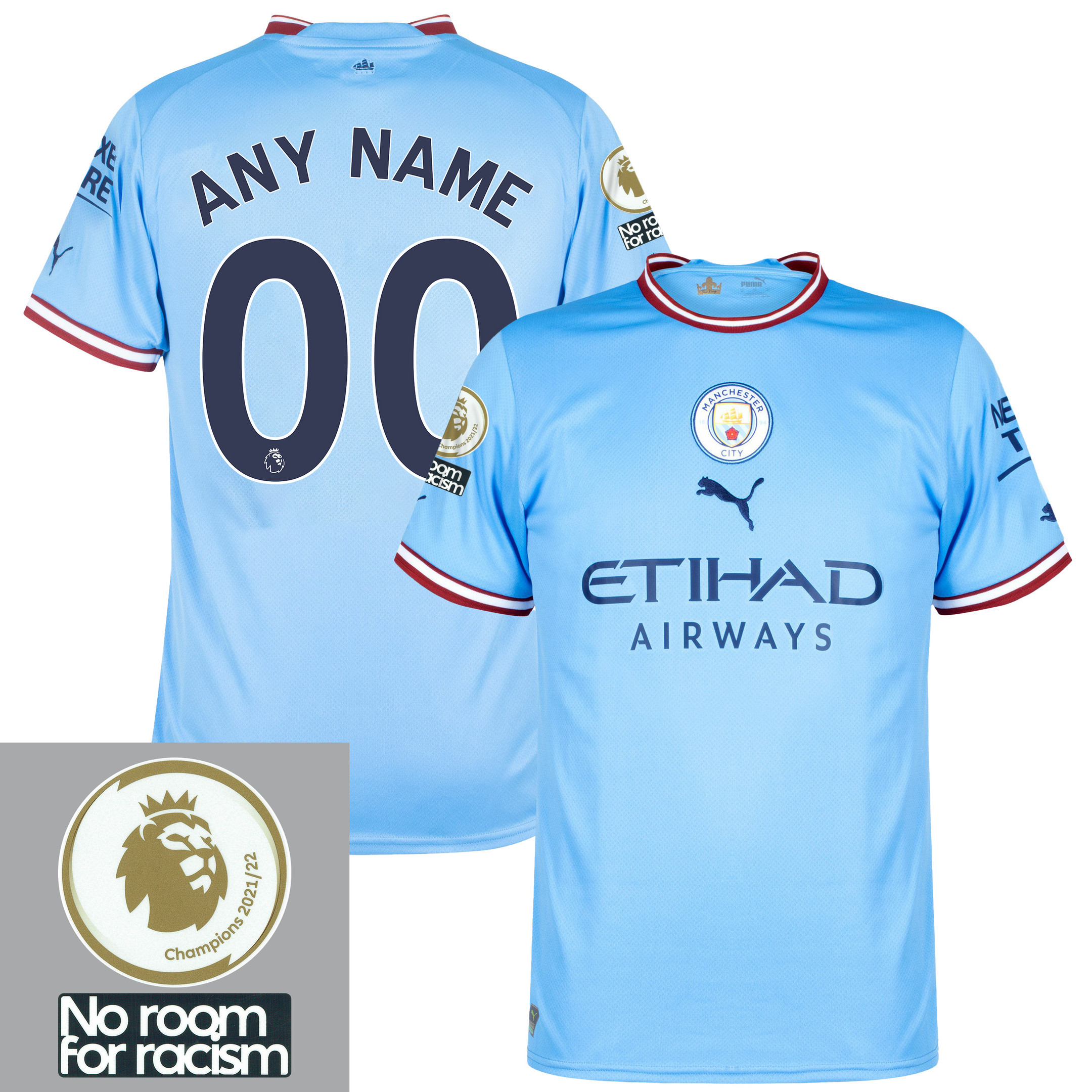 Custom 00 Manchester City 2022-2023 Home Men Soccer Jersey – Sky Blue