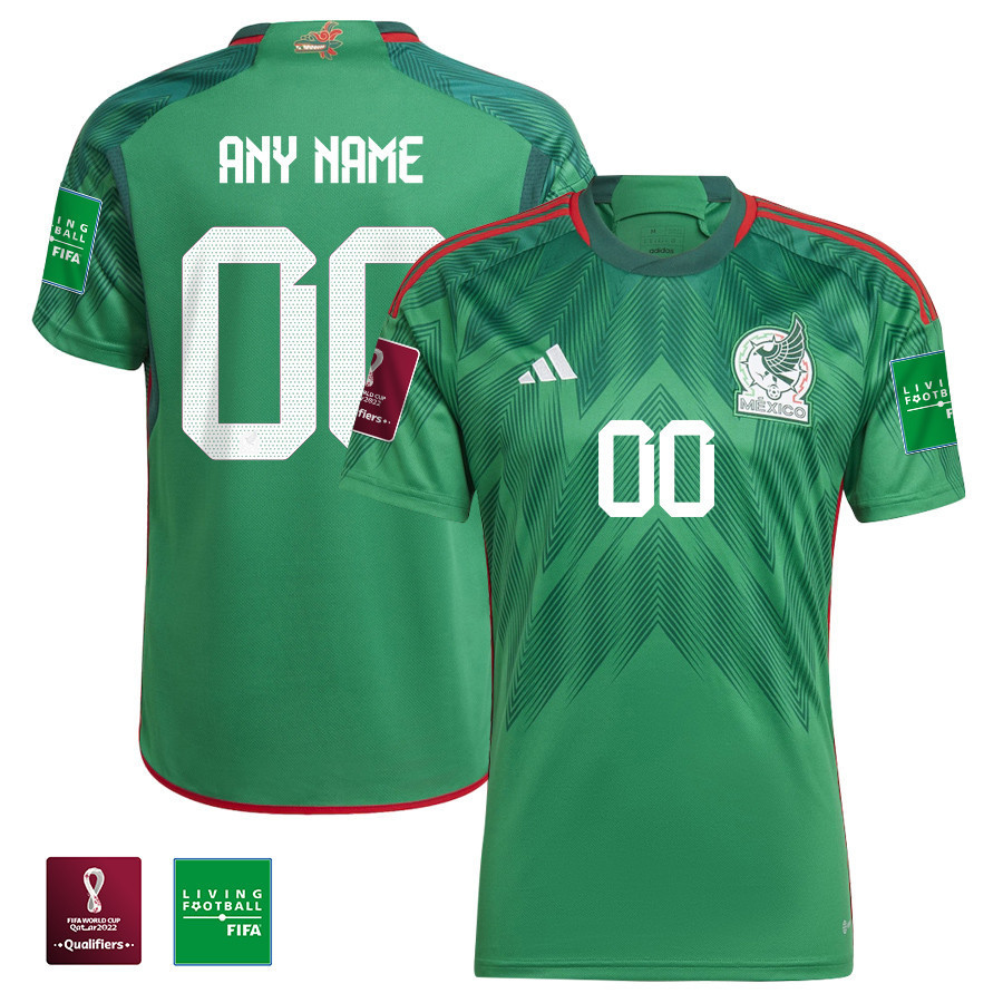 Custom 00 Mexico National Team FIFA World Cup Qatar 2022 Home Men Soccer Jersey With Patch
