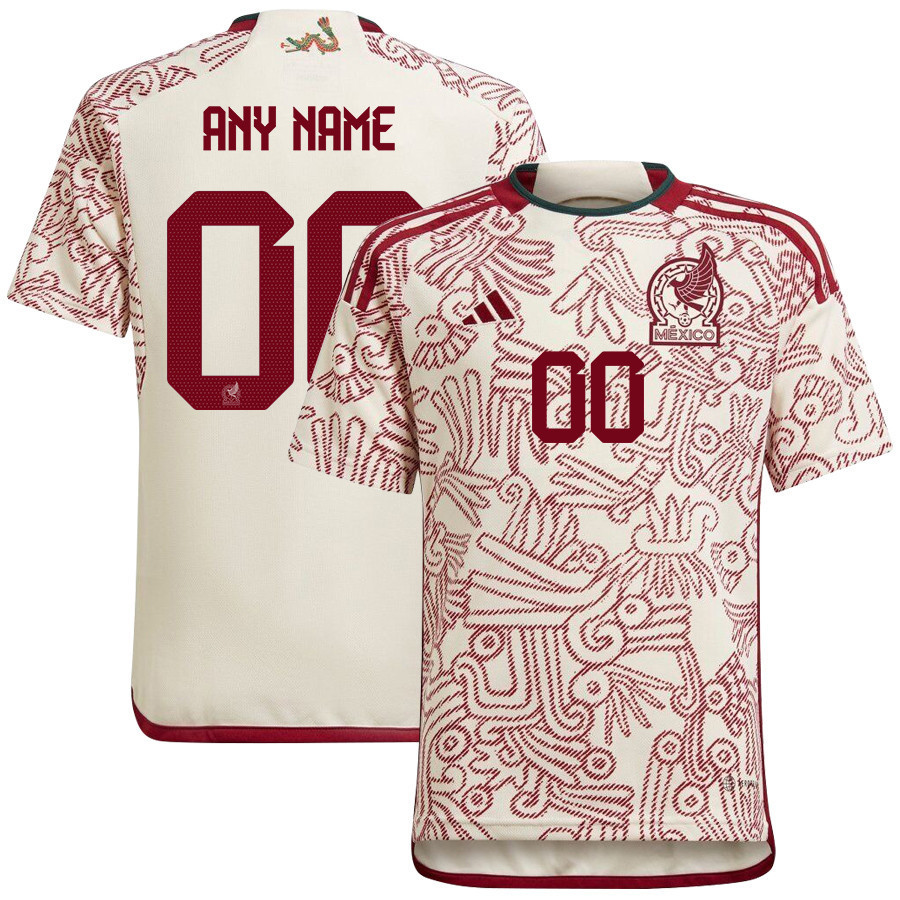 Custom 00 Mexico National Team Qatar World Cup 2022-23 – White Away  Soccer Jersey