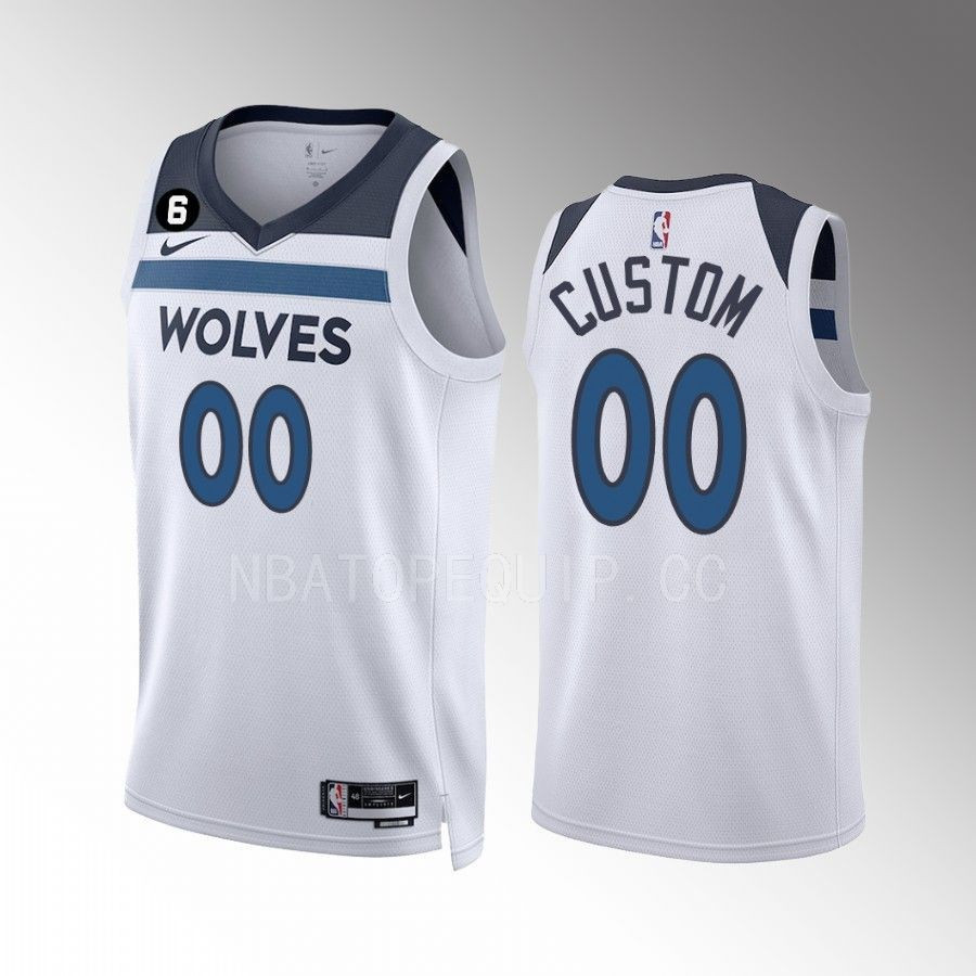 Custom 00 Minnesota Timberwolves 2022-23 Association Edition White Men Stitched Jersey Swingman