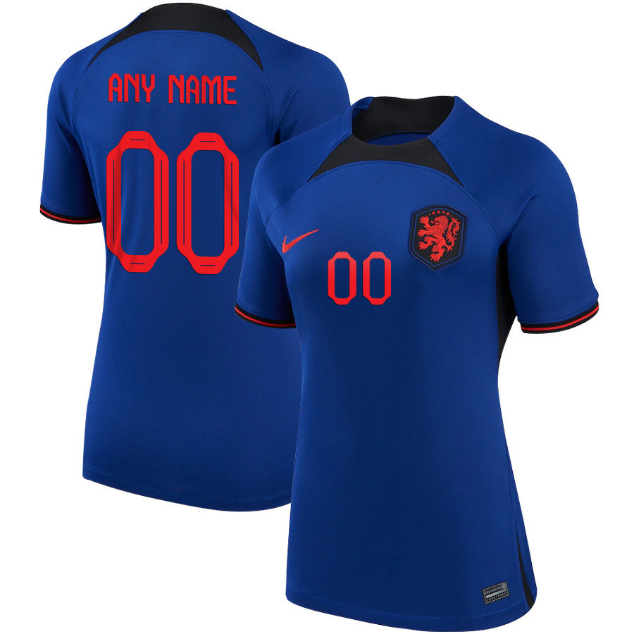 Custom 00 Netherlands National Team 2022-23 Qatar World Cup Women Soccer Jersey – Away