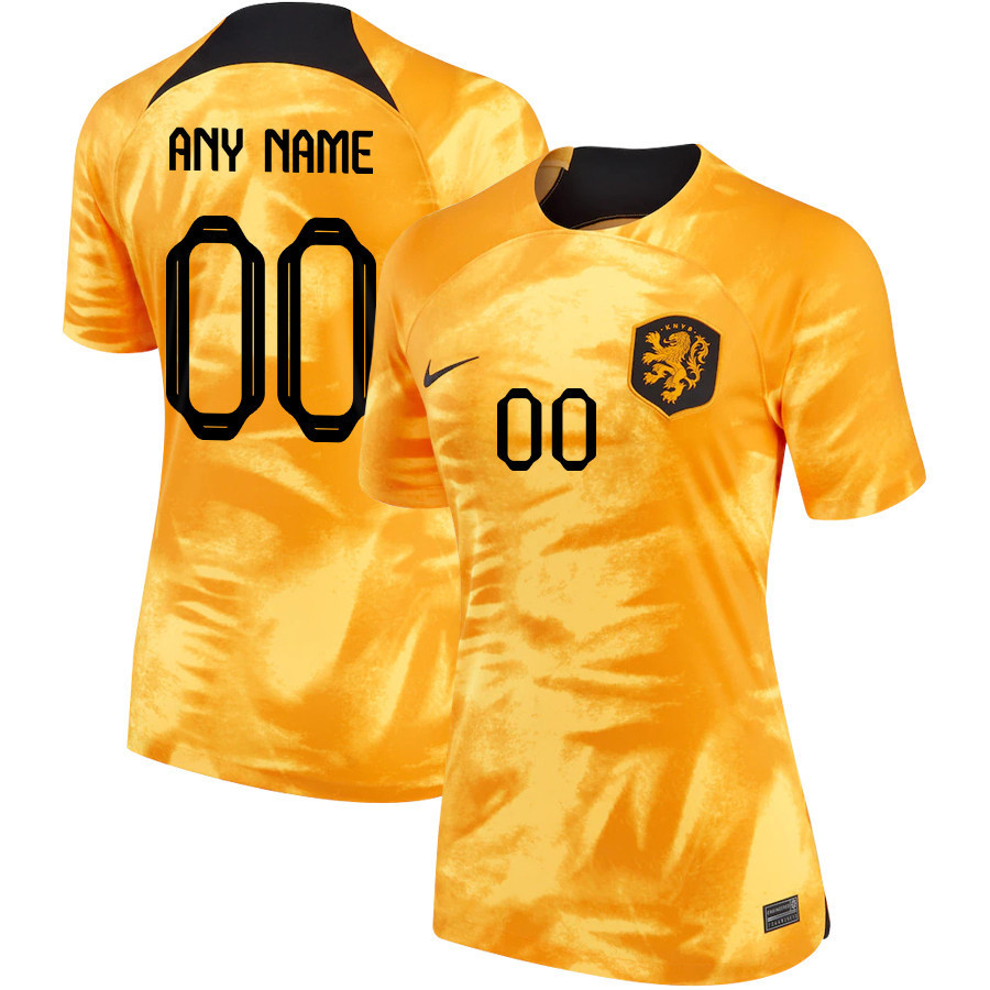 Custom 00 Netherlands National Team 2022-23 Qatar World Cup Women Soccer Jersey – Home