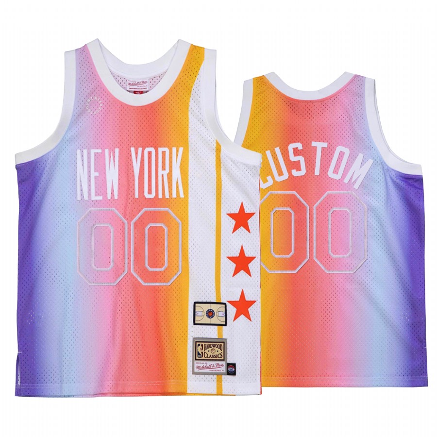 Custom 00 New York Nets Mitchell Ness x Uninterrupted White Jersey Throwback