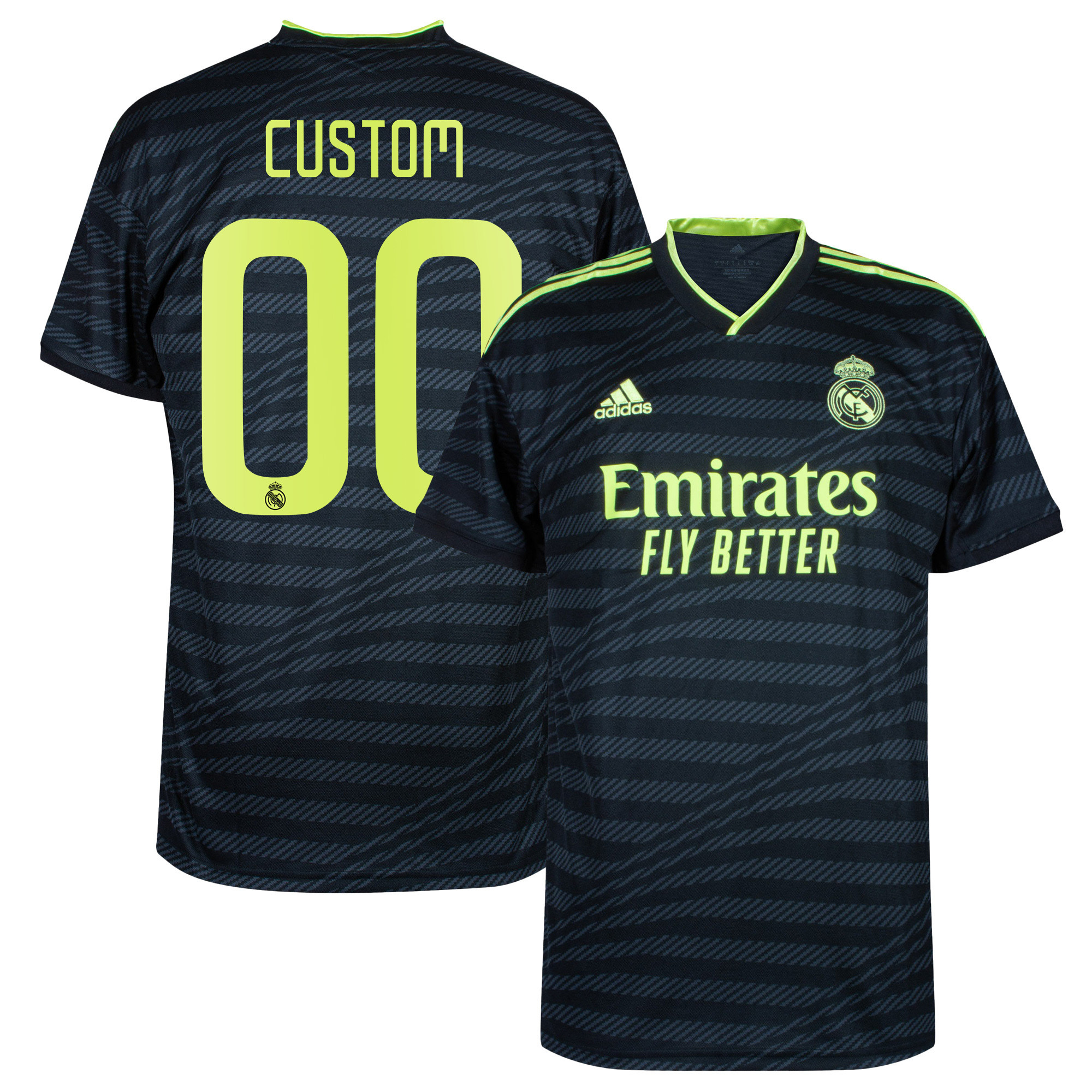 Custom 00 Real Madrid 2022/23 Third Men Soccer Jersey – Black