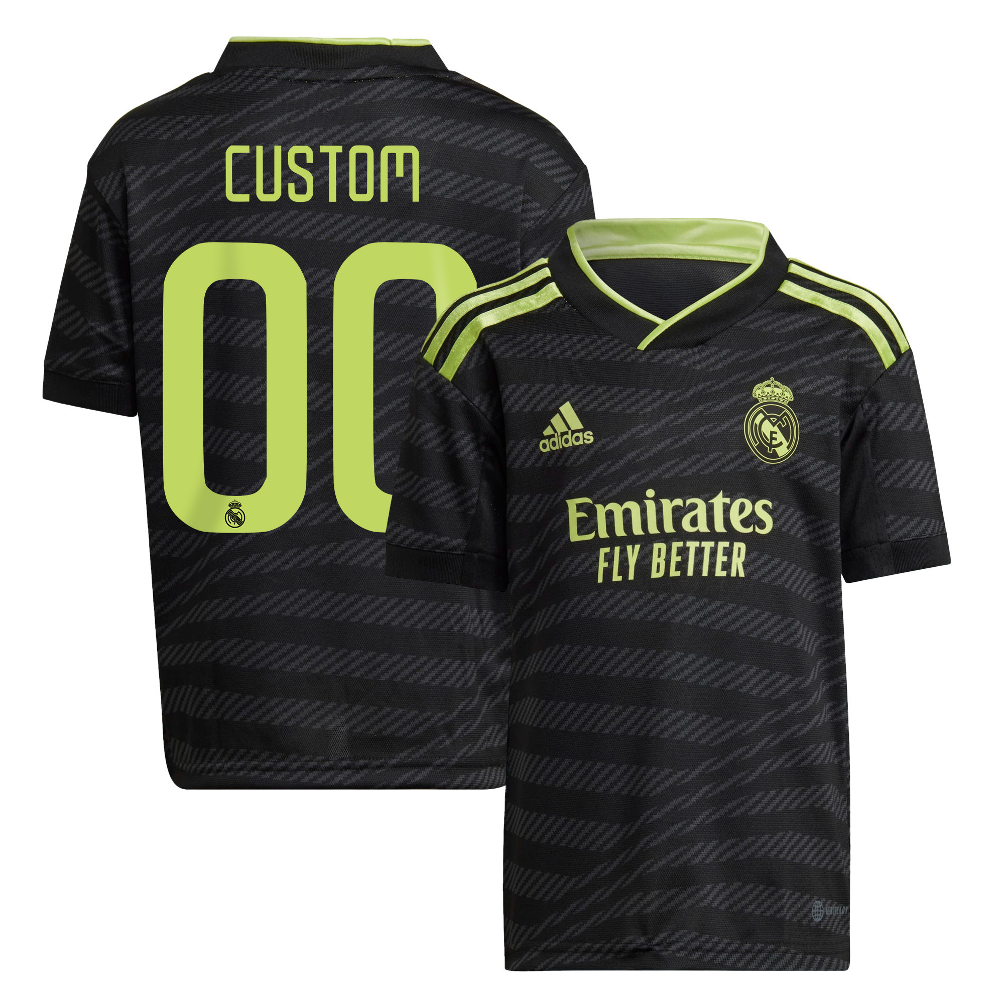 Custom 00 Real Madrid 2022/23 Third  Soccer Jersey – Black