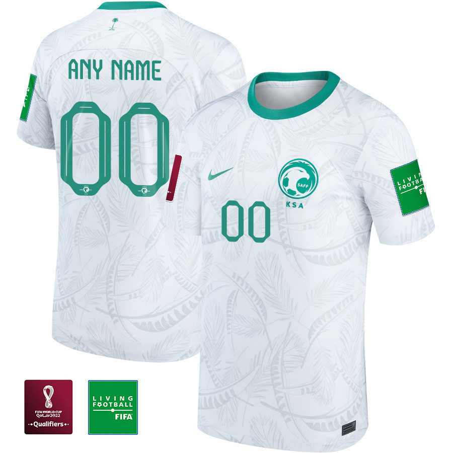 Custom 00 Saudi Arabia National Team FIFA World Cup Qatar 2022 Patch Men Soccer Jersey – Home