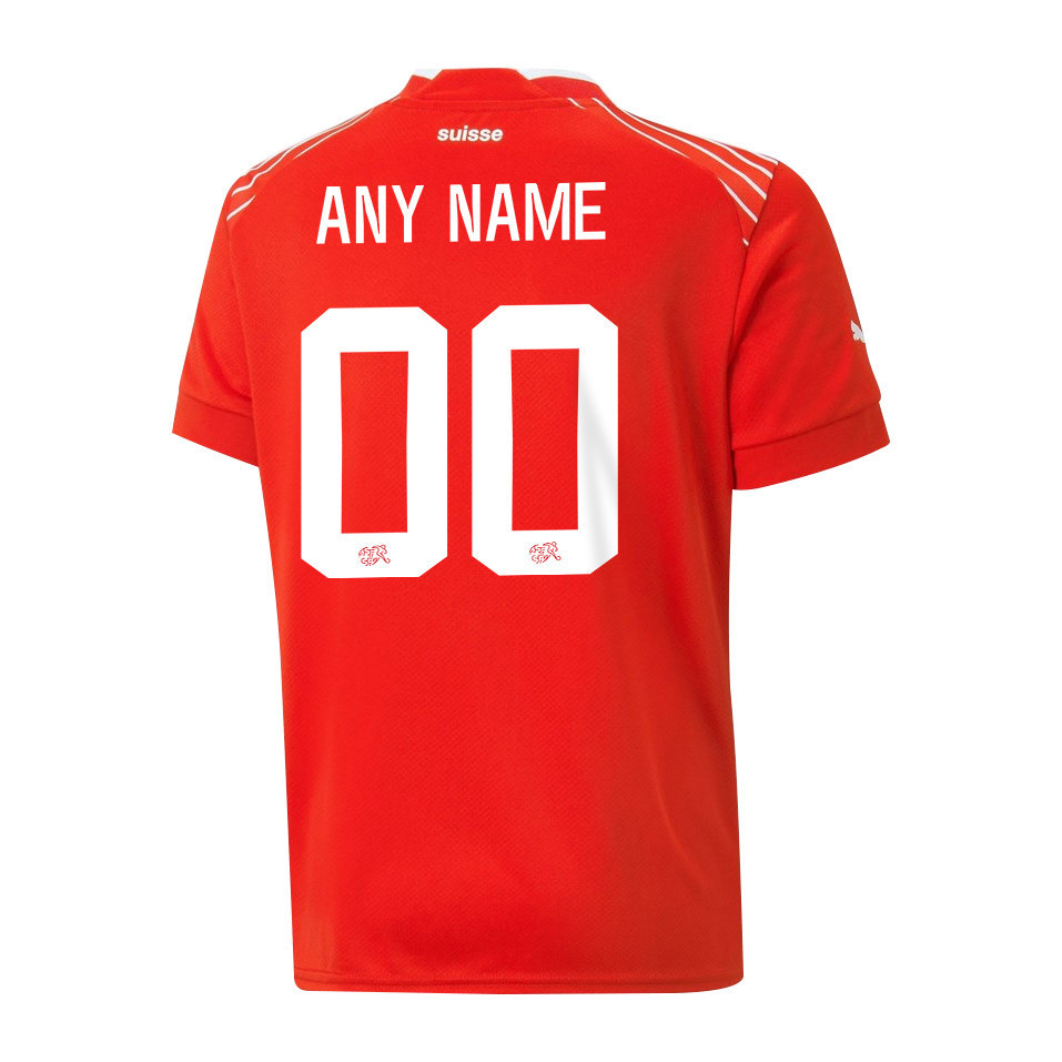Custom 00 Switzerland National Team FIFA World Cup Qatar 2022 Patch – Home Men Soccer Jersey