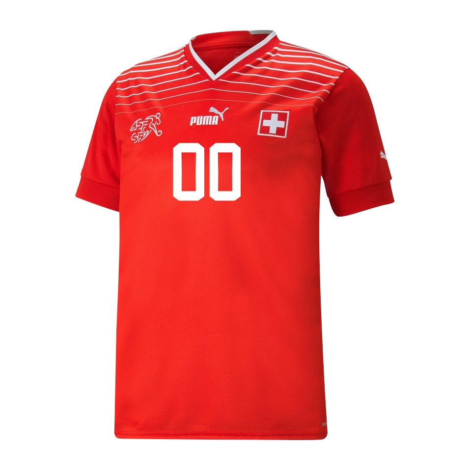 Custom 00 Switzerland National Team FIFA World Cup Qatar 2022 Patch – Home Men Soccer Jersey