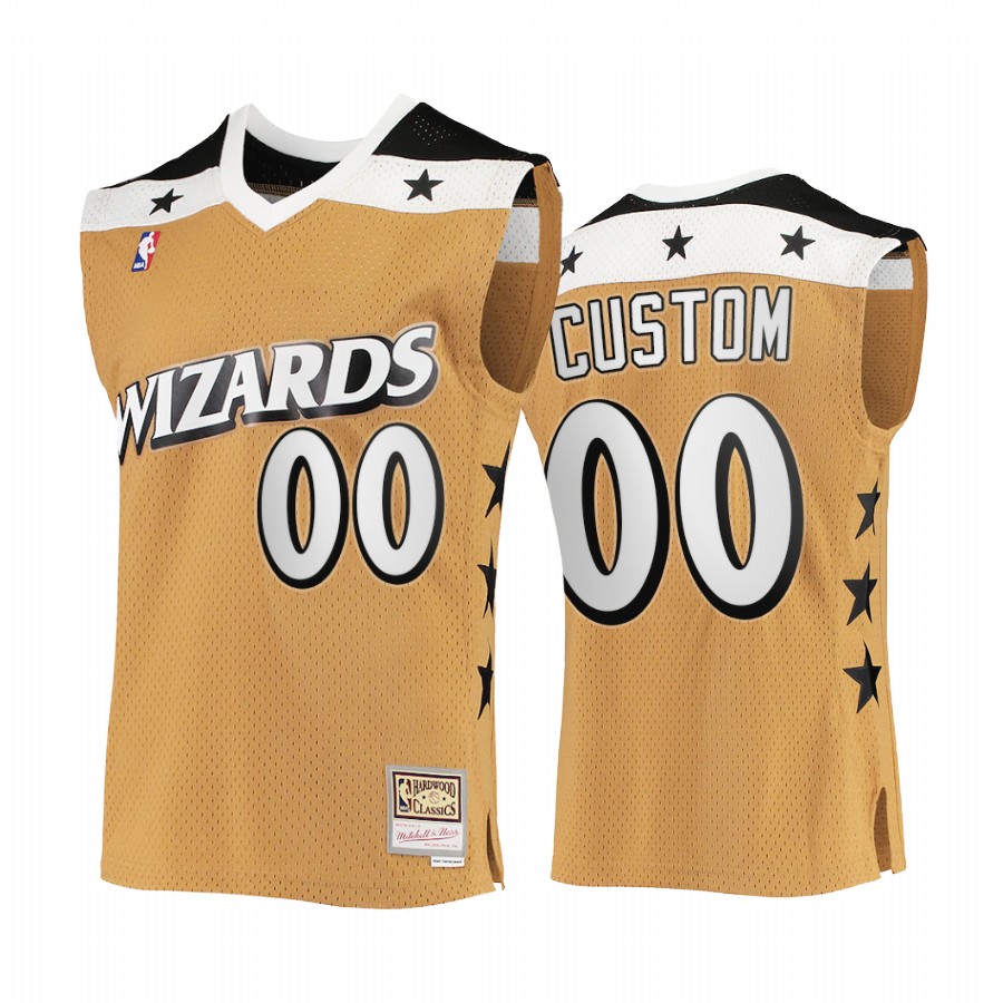 Custom 00 Washington Wizards Rare Vintage Gold Jersey HWC Stars