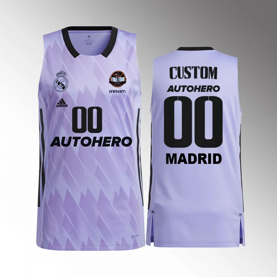 Custom 11th Euroleague Champions Real Madrid #00 Purple Jersey Away Shirt