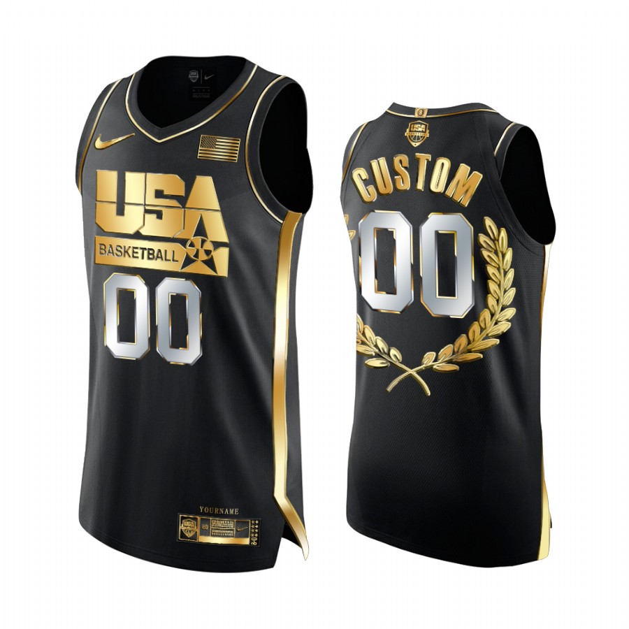 Custom 1992 Dream Team Glory Golden Limited Edition Black Jersey
