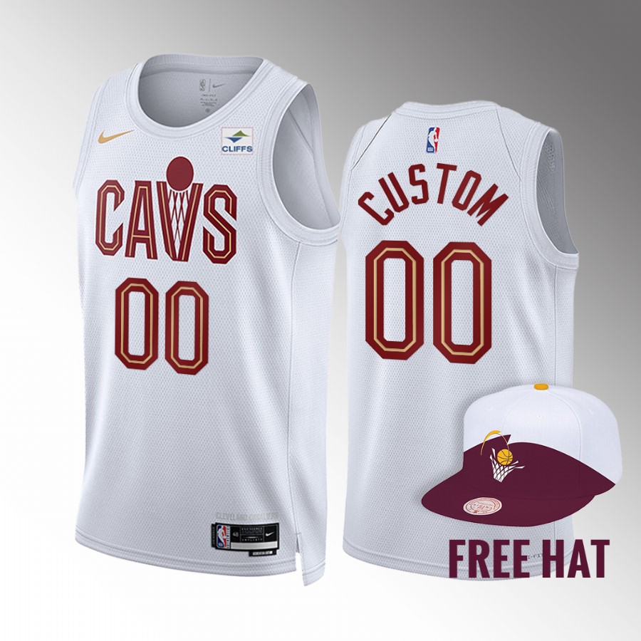 Custom 2022-23 Cleveland Cavaliers White #00 Association Edition Jersey Swingman