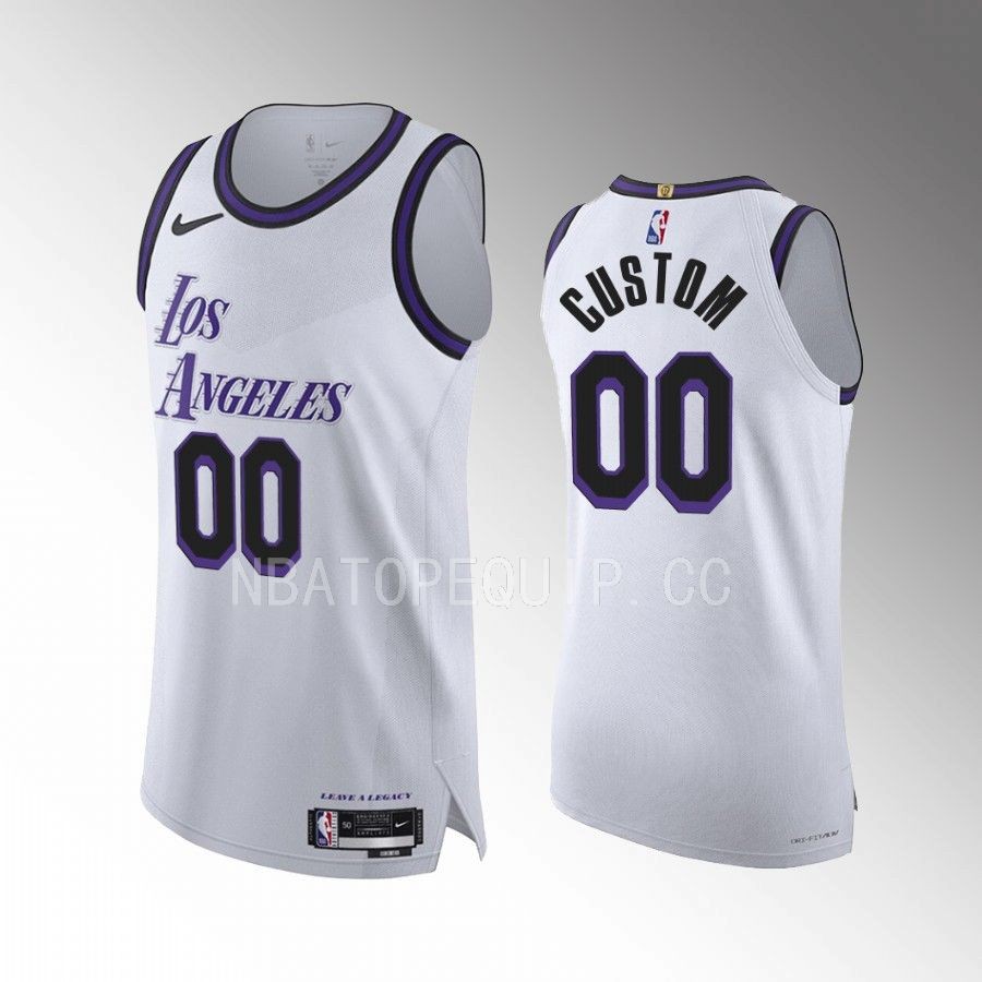 Custom 2022-23 Lakers #00 City Edition Jersey White