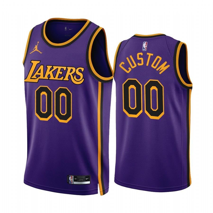 Custom 2022-23 Los Angeles Lakers Purple 00 Statement Edition Jersey – Men Jersey