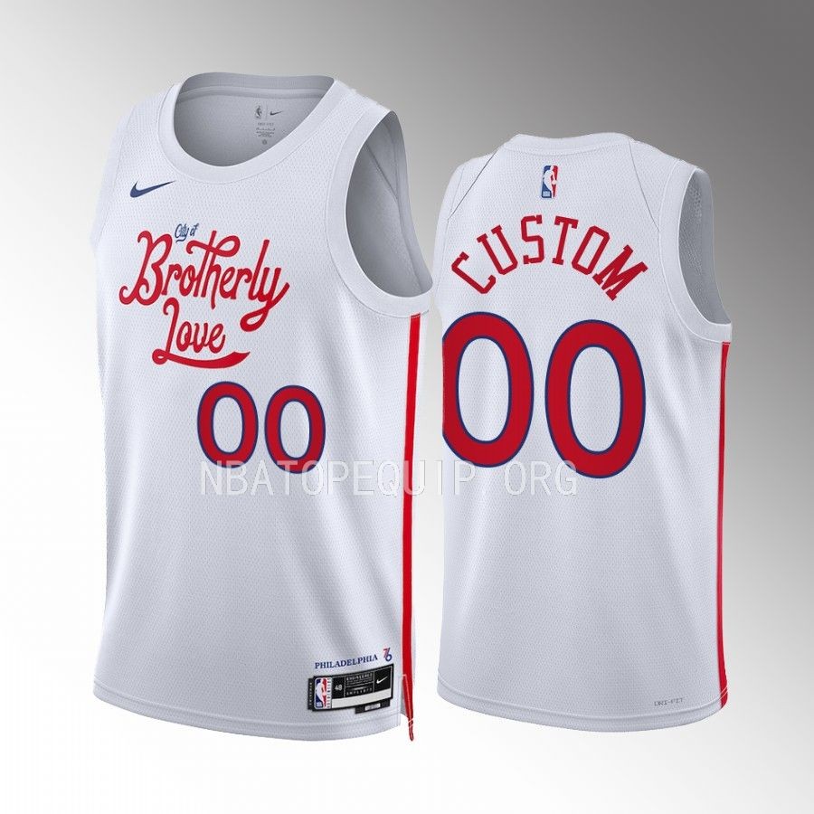 Custom 2022-23 Philadelphia 76ers White #00 City Edition Jersey Swingman