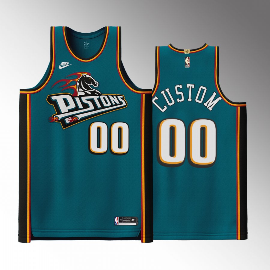 custom 2022-23 Pistons #00 Classic Edition Jersey Teal