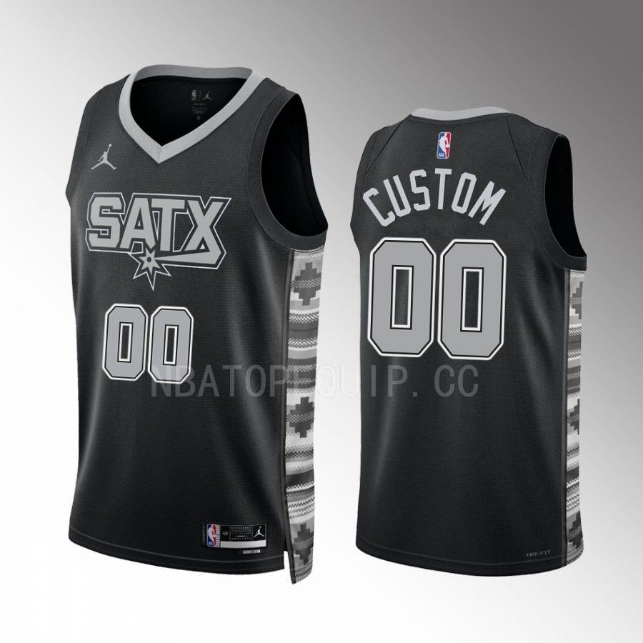 custom 2022-23 San Antonio Spurs Black #00 Statement Edition Jersey SATX