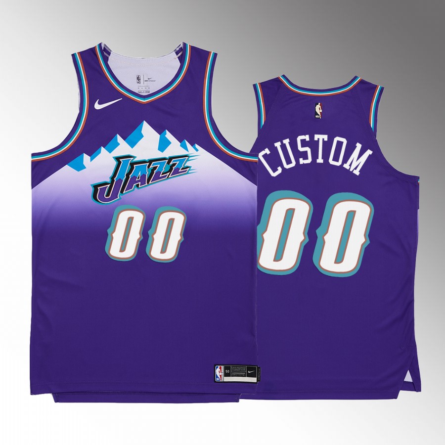 Custom 2022-23 Utah Jazz Purple #00 Hardwood Classics Jersey HWC 90s