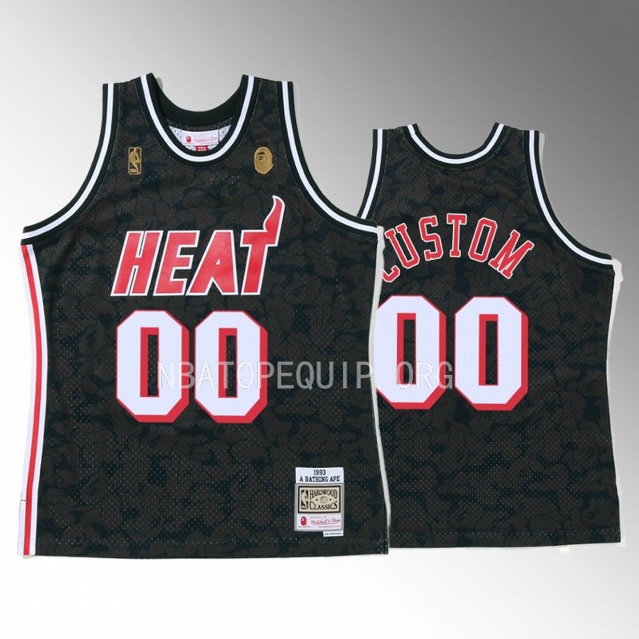 Custom 2022 BAPE Miami Heat Jersey Camo Tanktop Black Men's jersey
