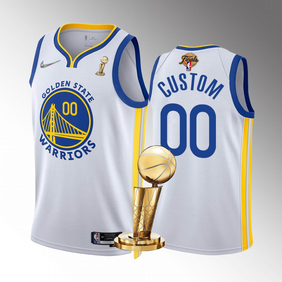 Custom 2022 NBA Finals Champions Golden State Warriors White #00 Jersey Association