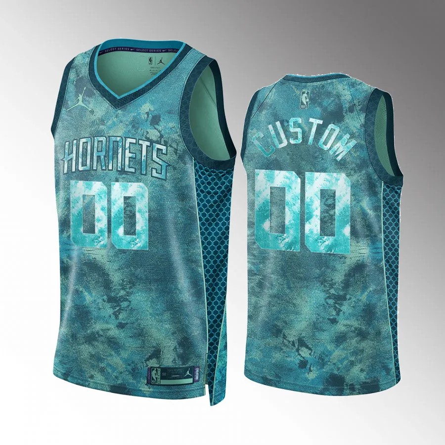 Custom 2023 Select Series Charlotte Hornets #00 Teal Jersey Camo