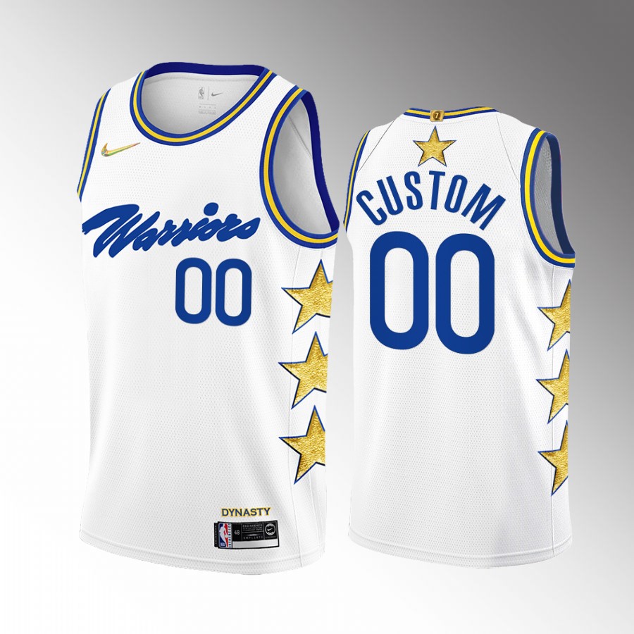 Custom 7X NBA Champs Golden State Warriors White #00 Jersey Stars Fashion