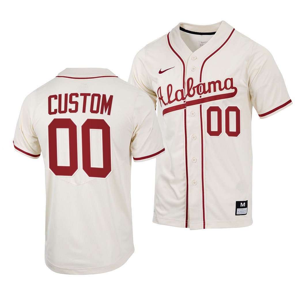 Custom Alabama Crimson Tide #00 Natural College Jersey