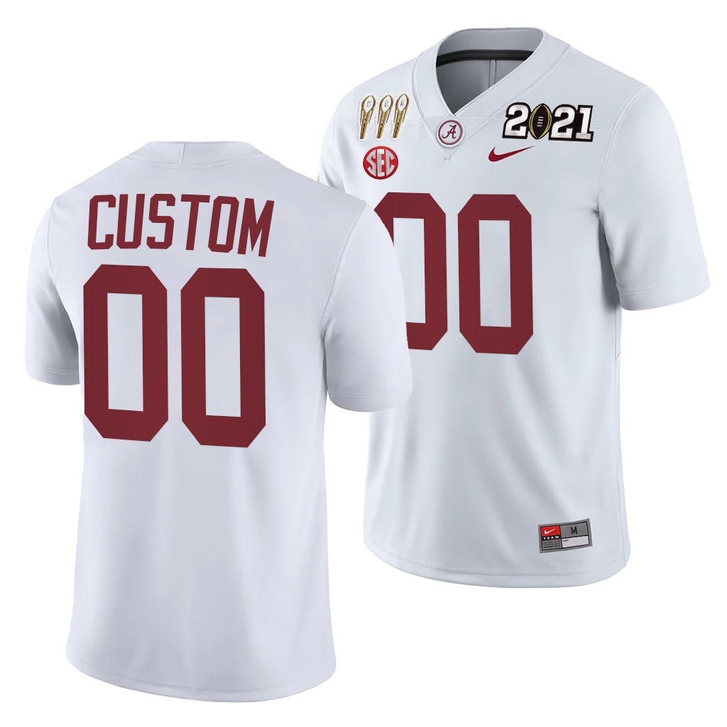 Custom Alabama Crimson Tide 3X CFP National Championship Jersey White Winner