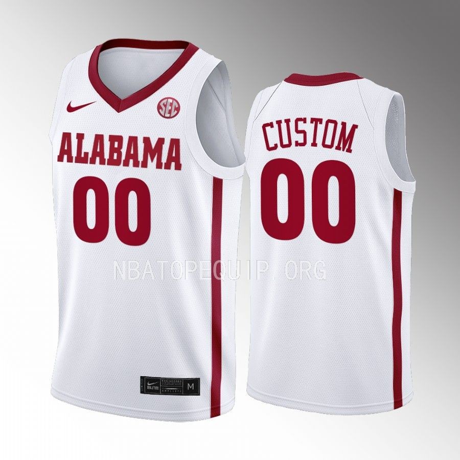 Custom Alabama Crimson Tide College Men's White Jersey