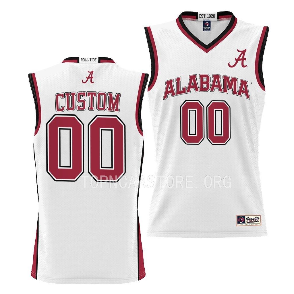 Custom Alabama Crimson Tide White College Youth Jersey