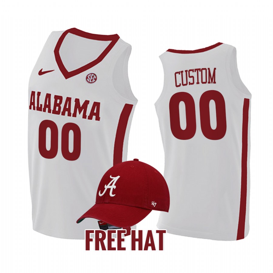 Custom Alabama Crimson Tide White Jersey 2021-22 College Free Hat