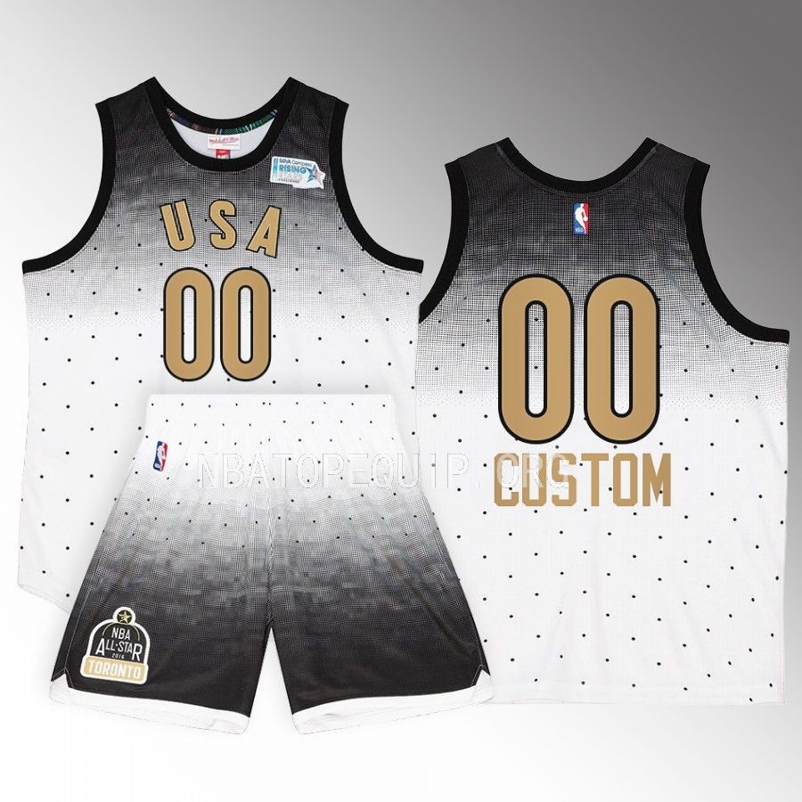 Custom All-Star USA Jersey 2016 NBA Rising Stars White #00 Shorts Set