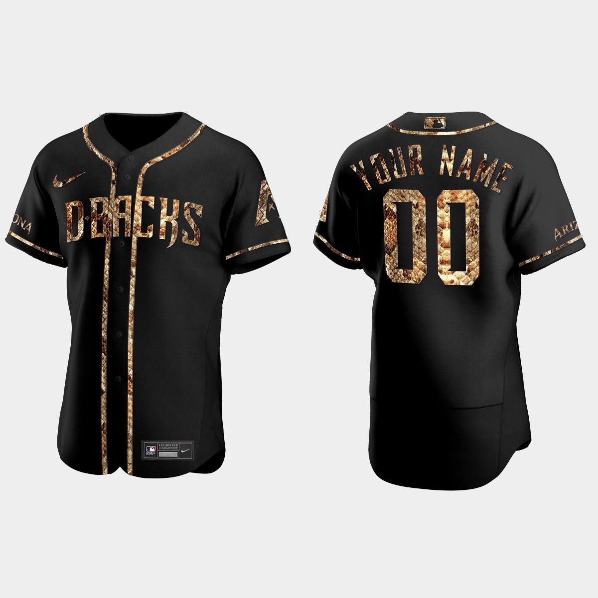 Custom Arizona Diamondbacks Python Skin Jersey - Black