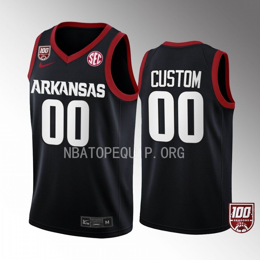 Custom Arkansas Razorbacks Black Jersey 2022-23 100 Season College