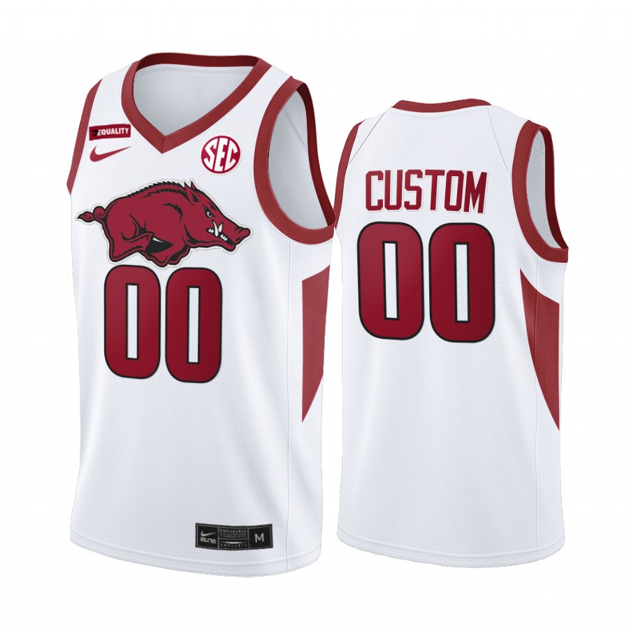 Custom Arkansas Razorbacks White Jersey Equality 2021 March Madness