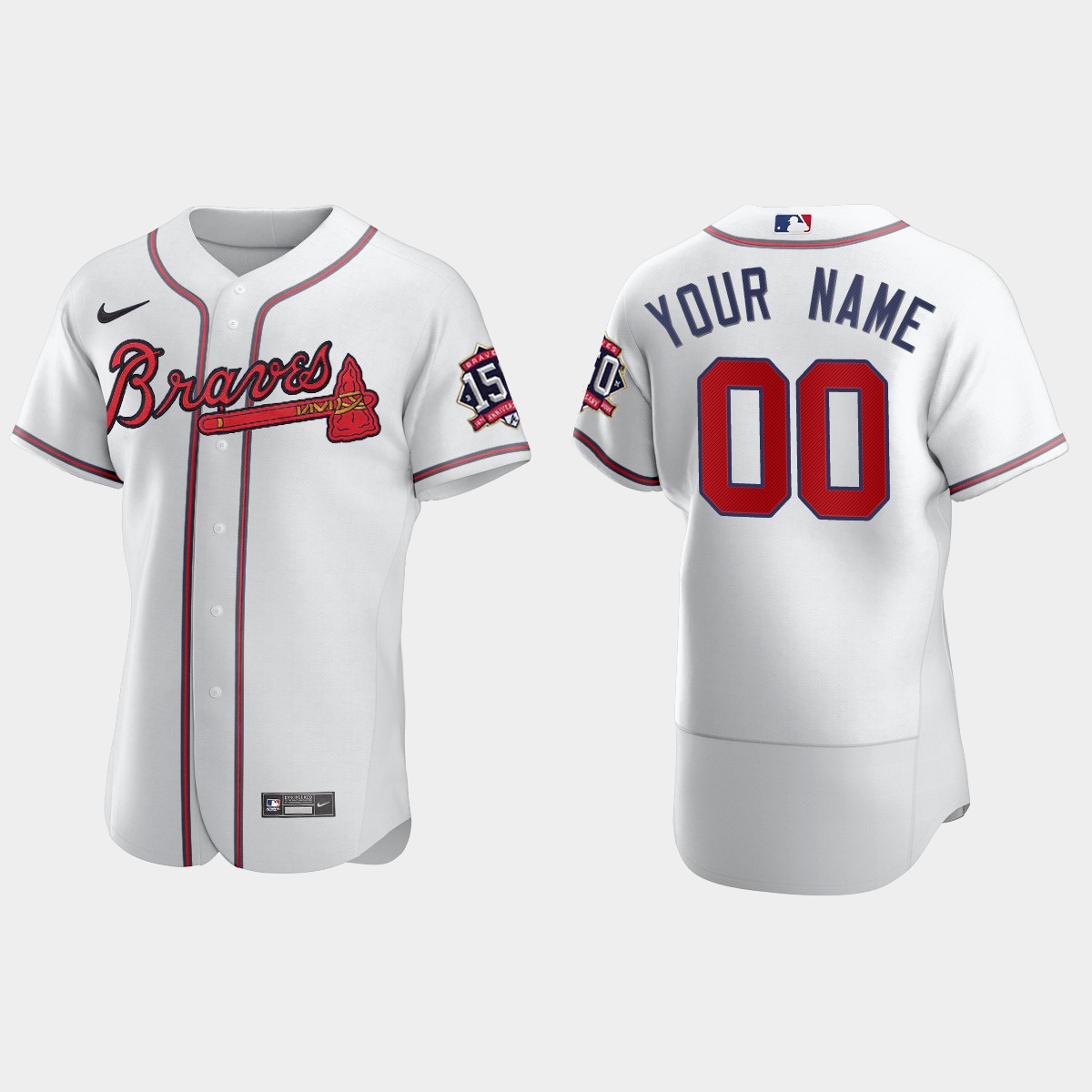 Custom Atlanta Braves 150th Anniversary World Series Jersey - White