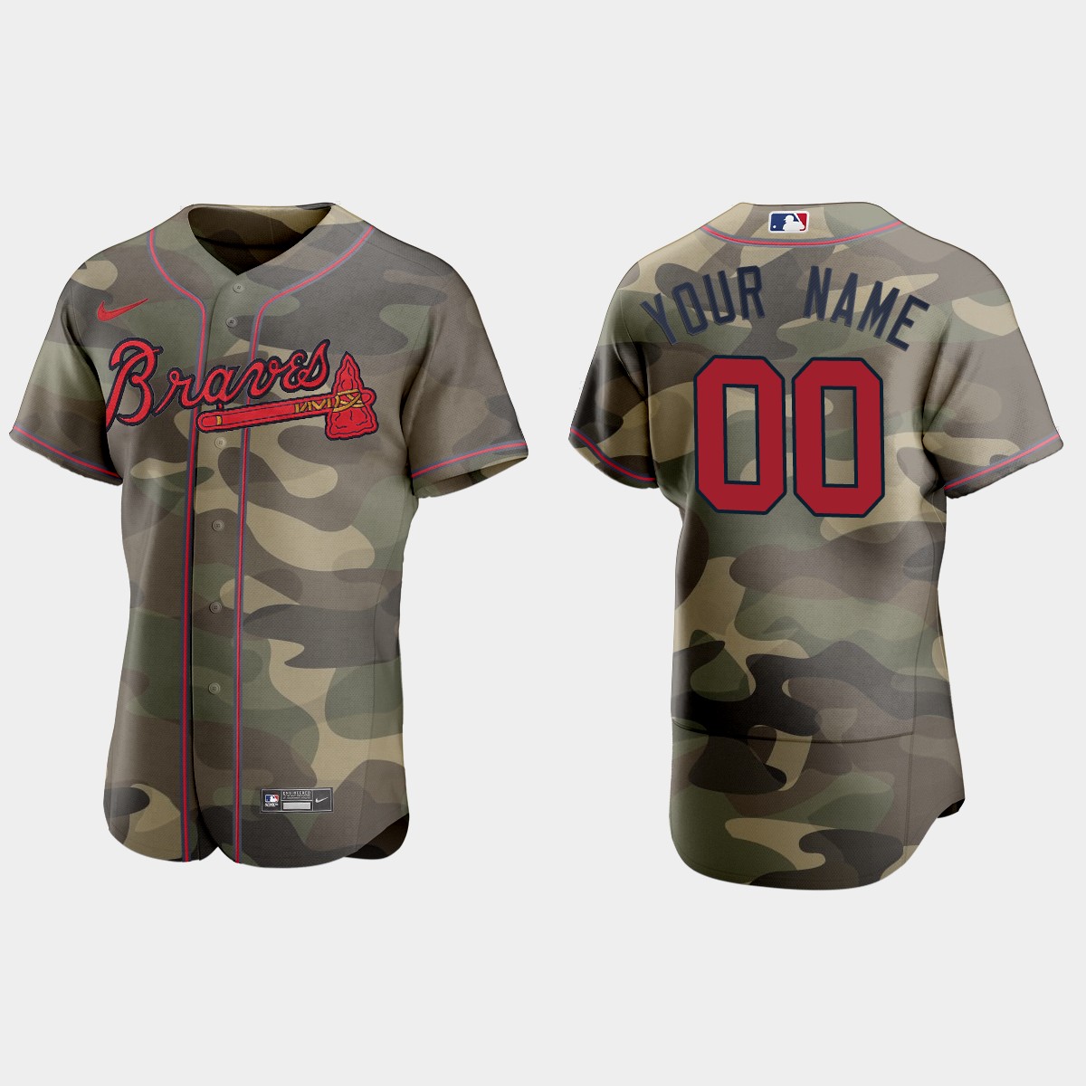 Custom Atlanta Braves 2021 National Armed Forces Day Jersey - Camo