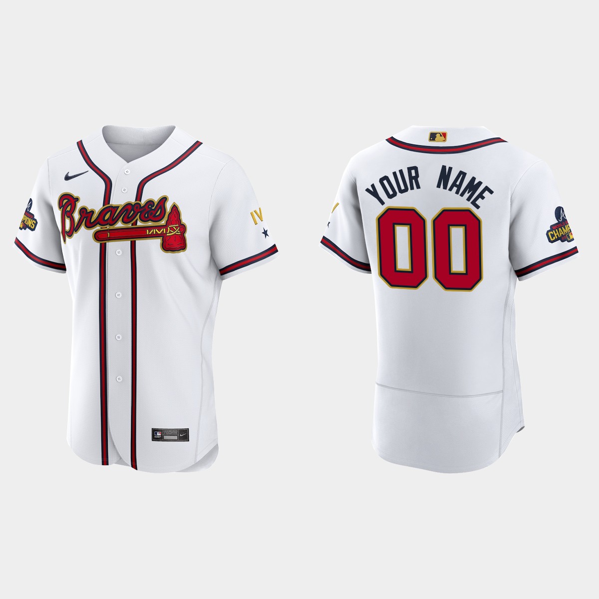 Custom Atlanta Braves 2022 Gold Program White Jersey