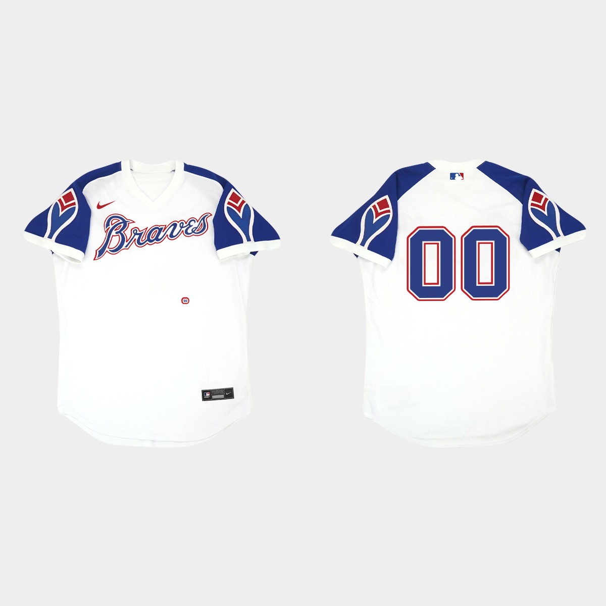 Custom Atlanta Braves Throwback Home Jersey - White