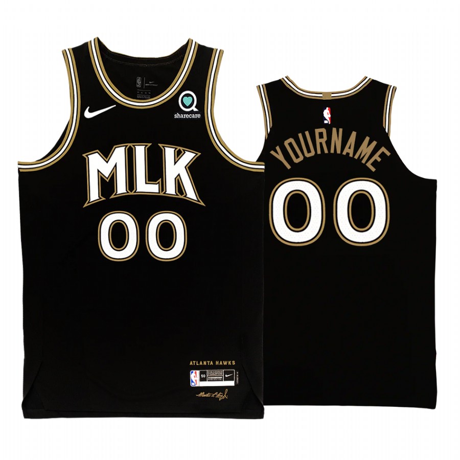 Custom Atlanta Hawks MLK City Edition Black Jersey