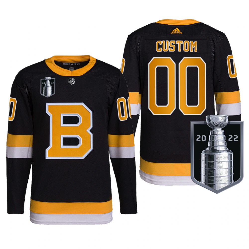 Custom Boston Bruins 2022 Stanley Cup Playoffs Jersey Black #00 Pro Uniform