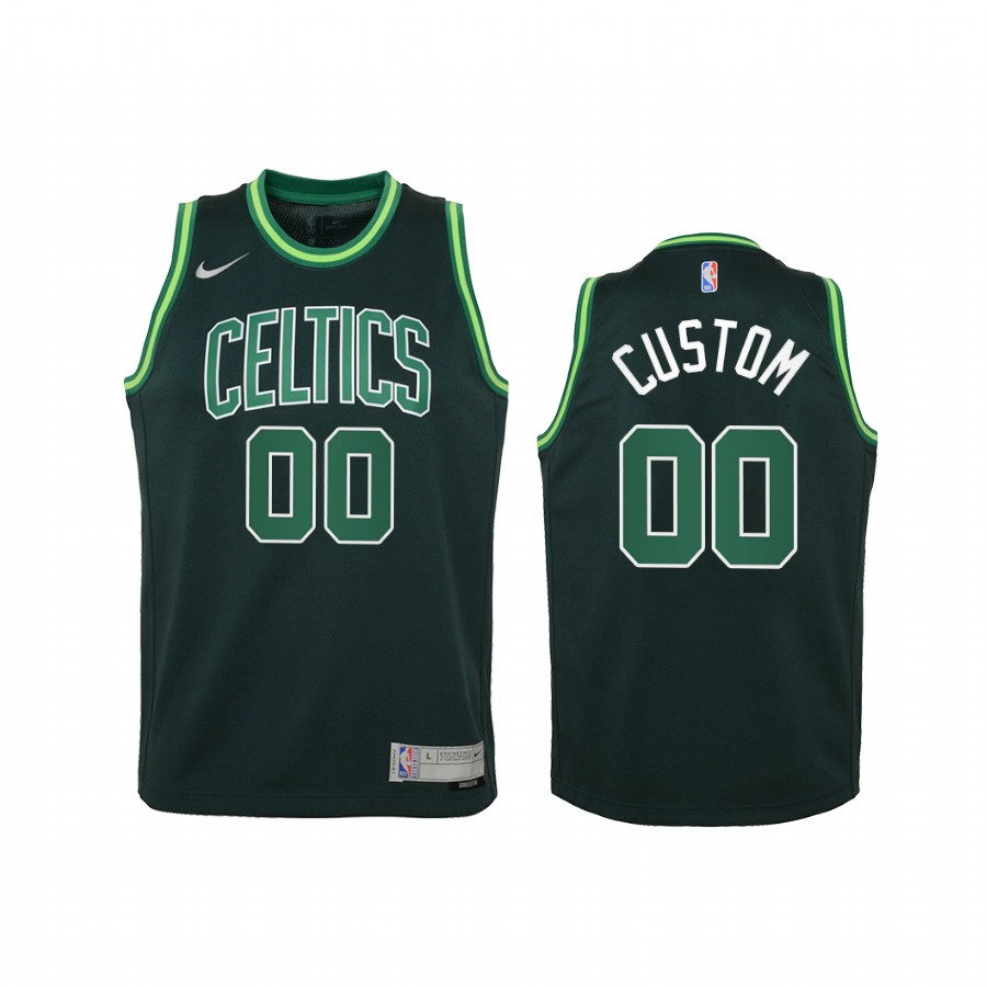 Custom Boston Celtics 2021 Earned Edition Green Youth Jersey -
