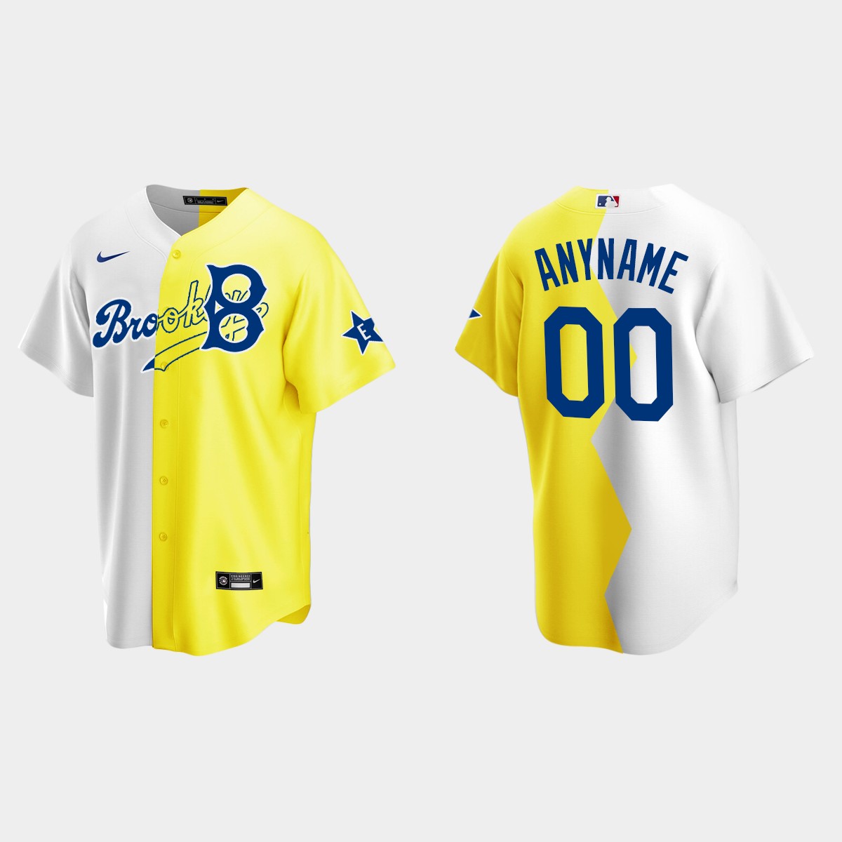 Custom Brooklyn Dodgers 2022 MLB All-Star Celebrity Softball Game Split Jersey - White Yellow