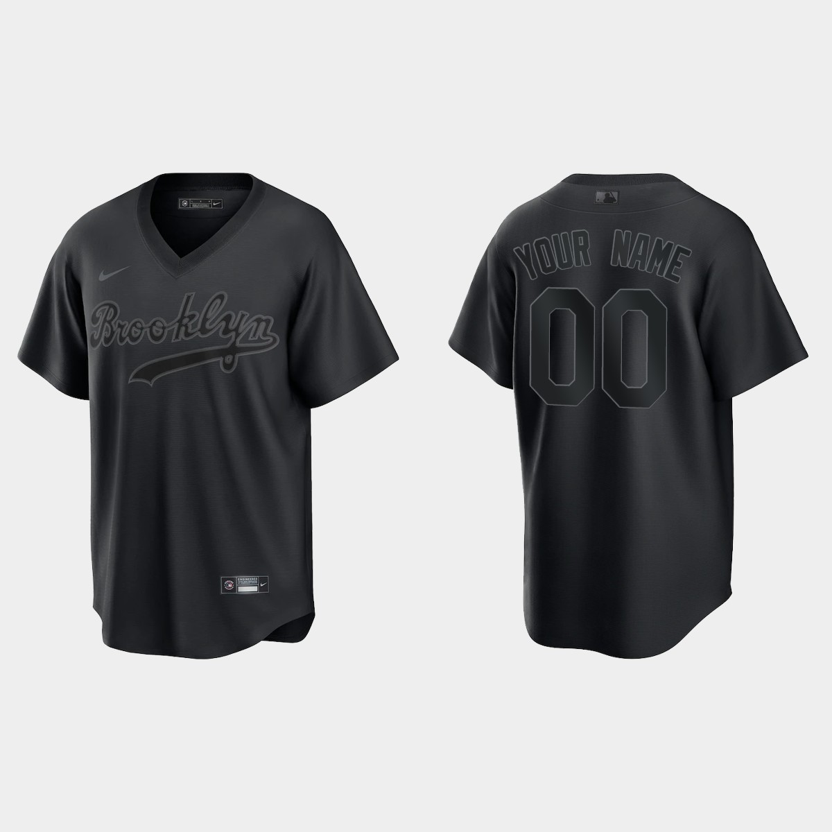 Custom Brooklyn Dodgers Pitch Black Fashion Jersey - Black