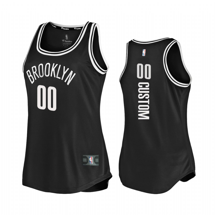 Custom Brooklyn Nets #00 Black Women 2020-21 Jersey Icon Edition